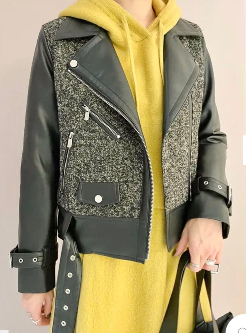 グレースコンチネンタル ツイードライダースジャケット サイズ38