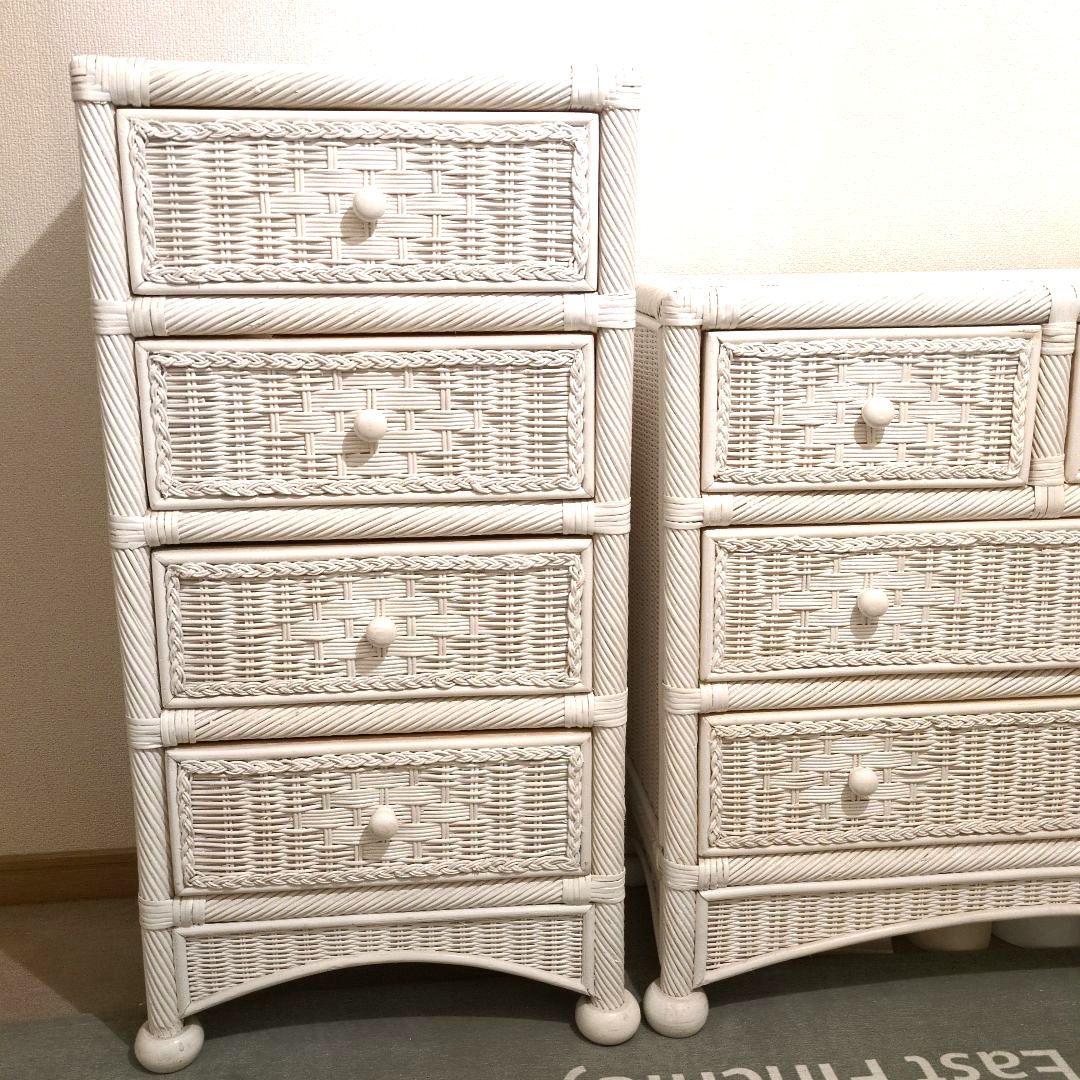 ホワイトラタン/チェスト/アンティーク風/シャビーシックB