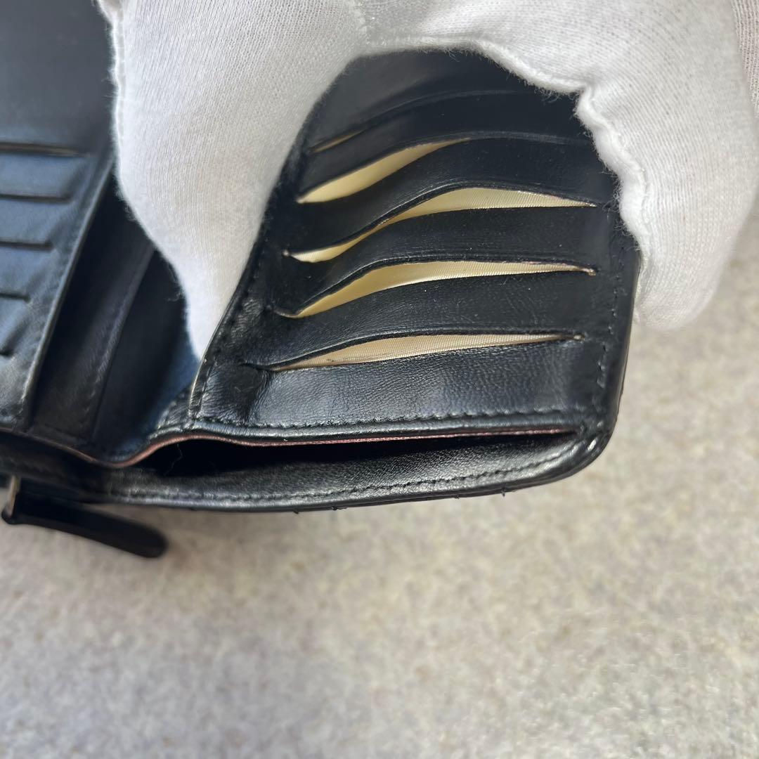 超美品CHANEL マトラッセココマークコンパクト二つ折り財布ブラック