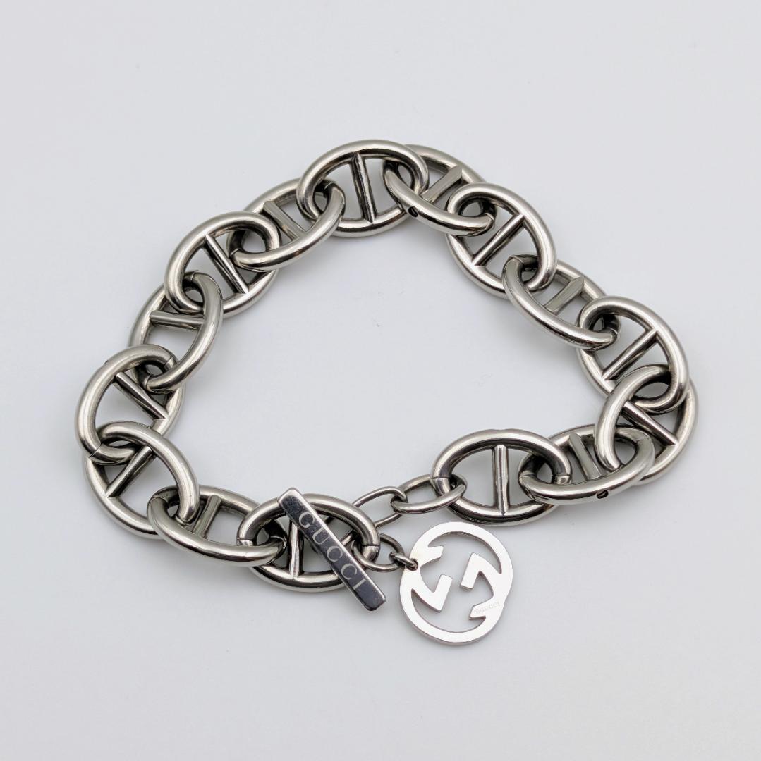 希少 グッチ トムフォード期 マリンチェーン ブレスレット ステンレス シルバー