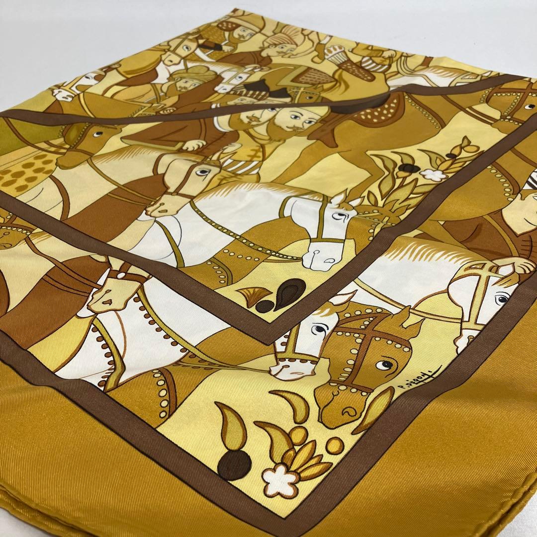 2511-222｜エルメス カレ 90 スカーフ シルク イエローオーカー