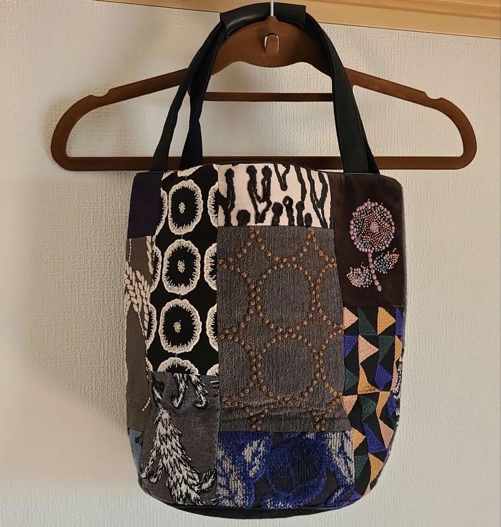 美品 ミナペルホネン bucket bag dark mix
