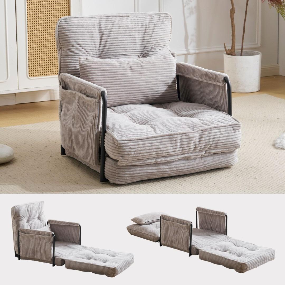 多機能 ソファ 1人掛け ソファーベッド 座椅子 6段調整可能 3WAY