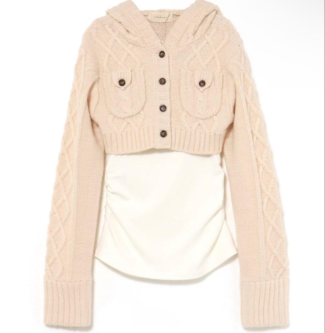 トップス andmary Mary logo cable knit set ivory