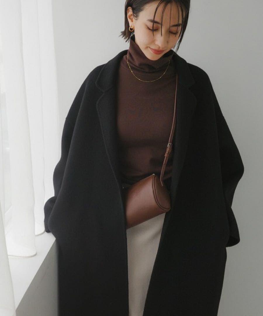 evernavy エバーネイビー リバーロングコクーンコート M ブラック 黒