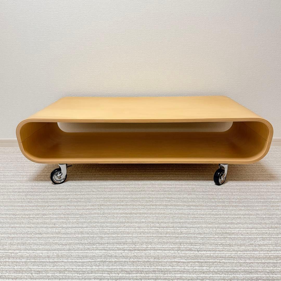 曲げ木　ローテーブル キャスター　サイドテーブル　TV台　天然木　北欧　オーク