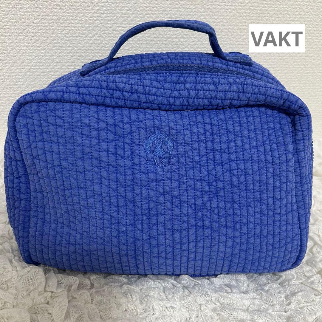 VAKT ポーチ ブルー スクエア型 キルト生地