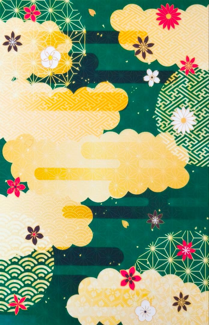 背景布【お正月I】サンプル　縦長　ペット撮影用ブース年賀状　梅の花　和柄　赤富士