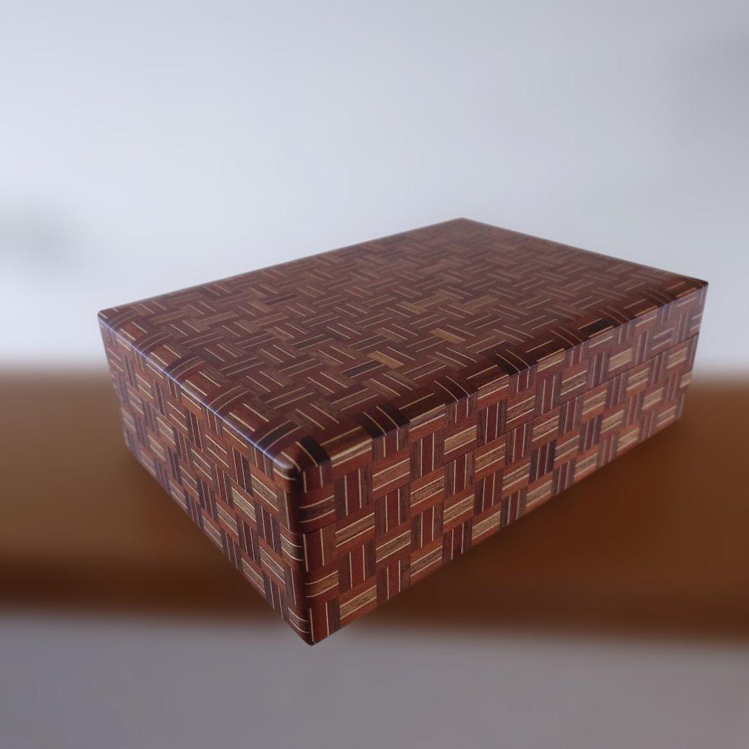 無垢 寄木細工　文箱　文庫　九寸