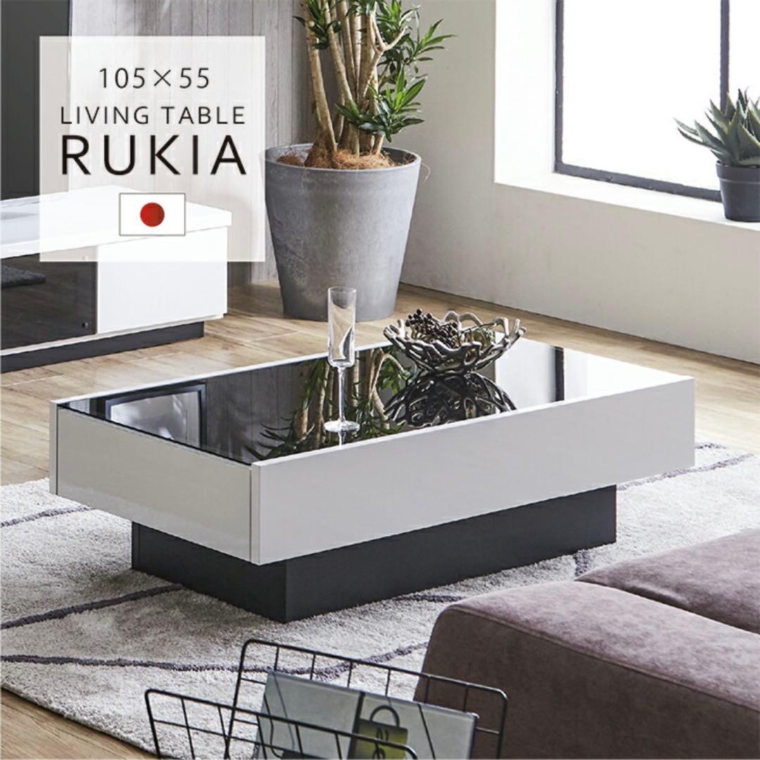 【美品】ガラステーブル モダン 白 完成品 引き出し 鏡面 エレガント 北欧