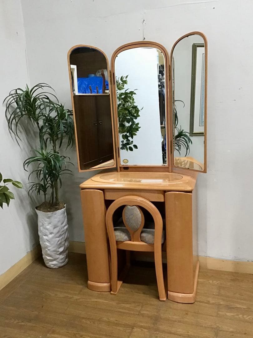 管277☆バーズアイメープル☆ミエミラー☆ドレッサー☆3面鏡