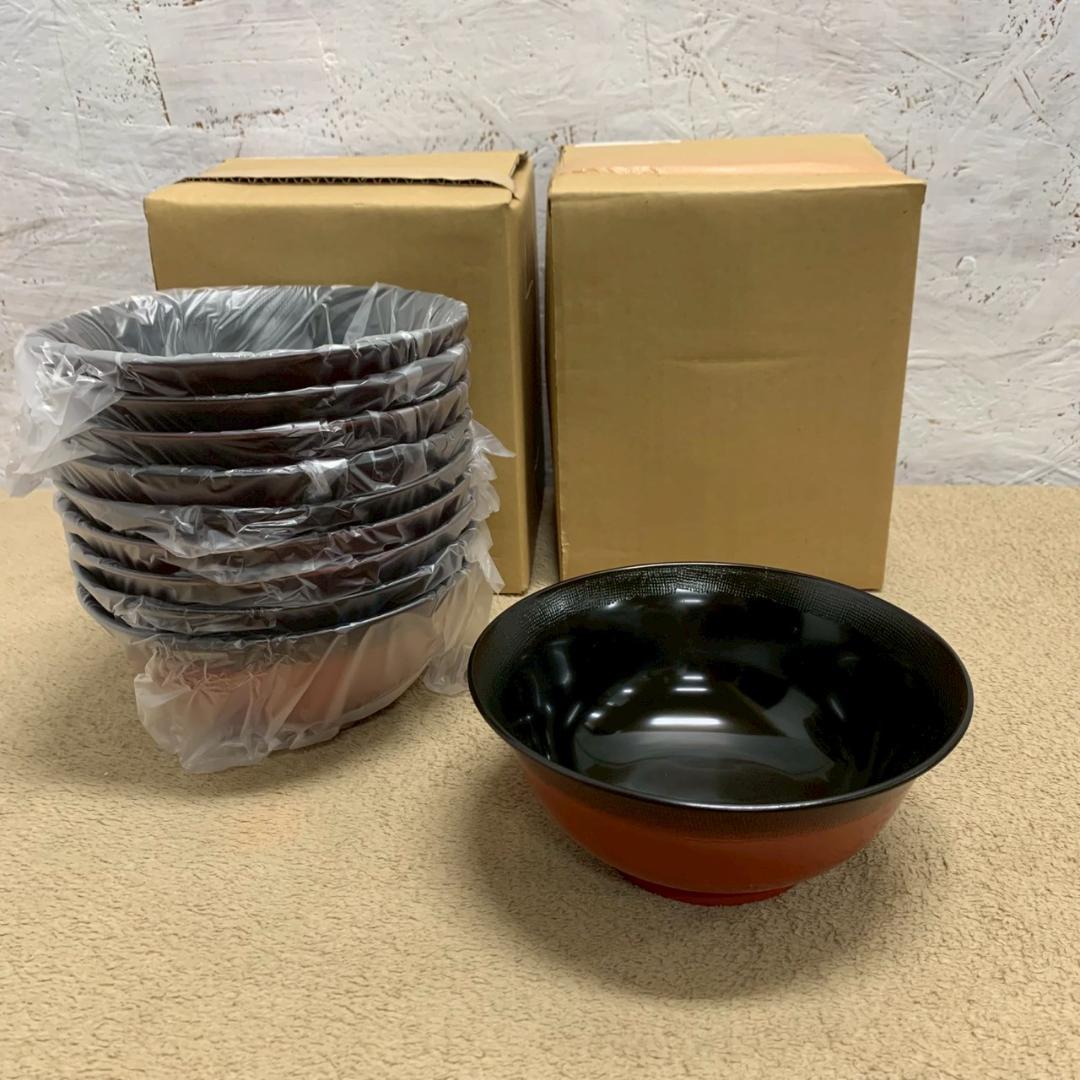 新品未使用 寸羽反渕布目丼 渕根来内黒 メラミン丼ぶり 30個セット Y1570