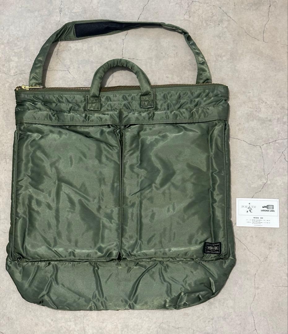 【超美品】ポーター タンカー 旧ヘルメットバッグ セージグリーン 2way