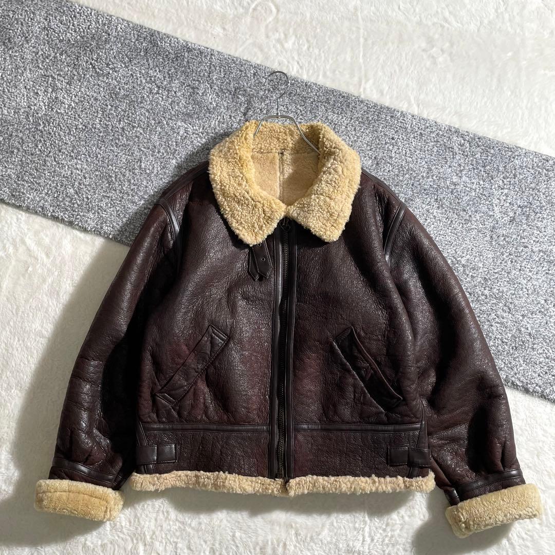 本革　ボマージャケット　TYPE B-3　ムートン　ダークブラウン　M～L相当