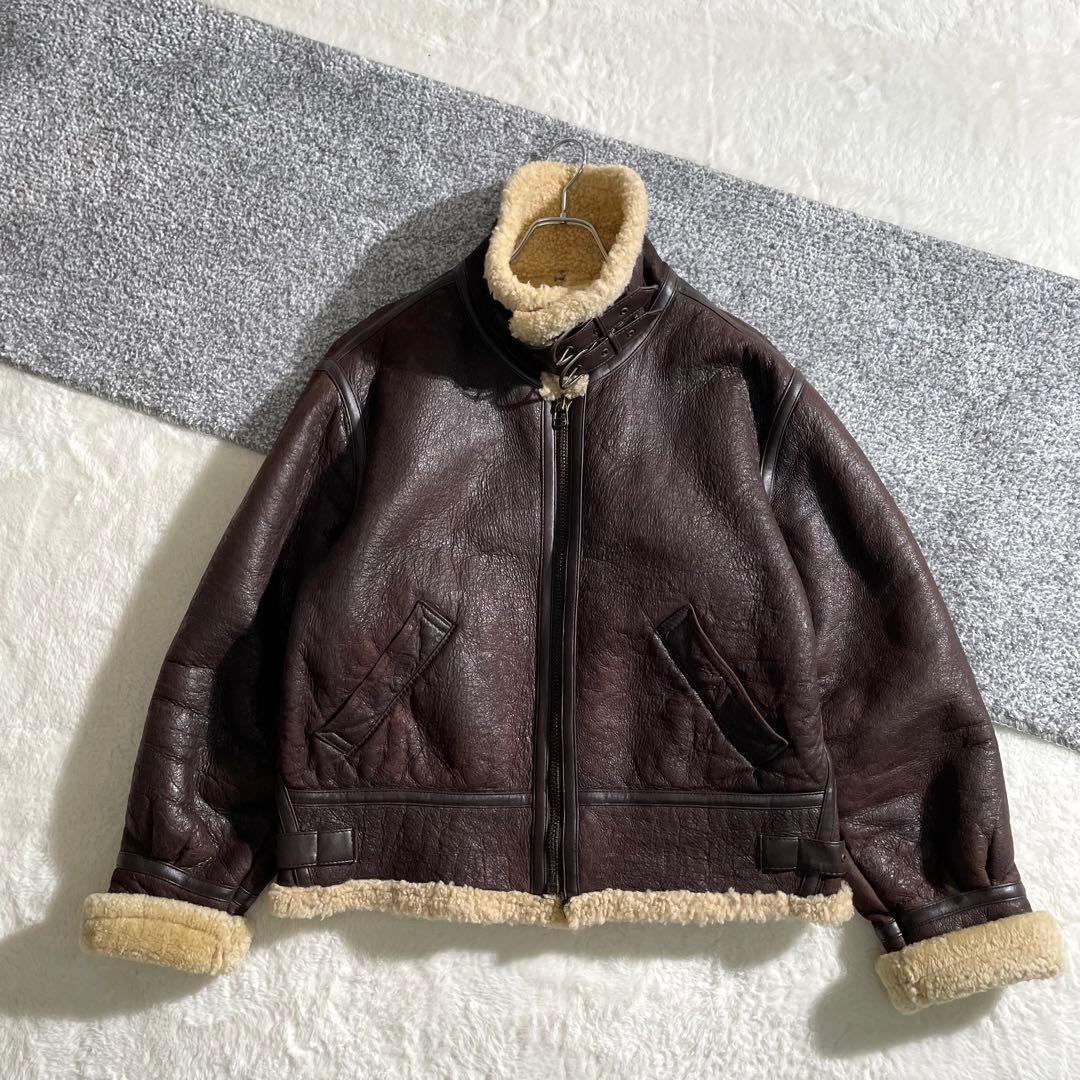 本革　ボマージャケット　TYPE B-3　ムートン　ダークブラウン　M～L相当