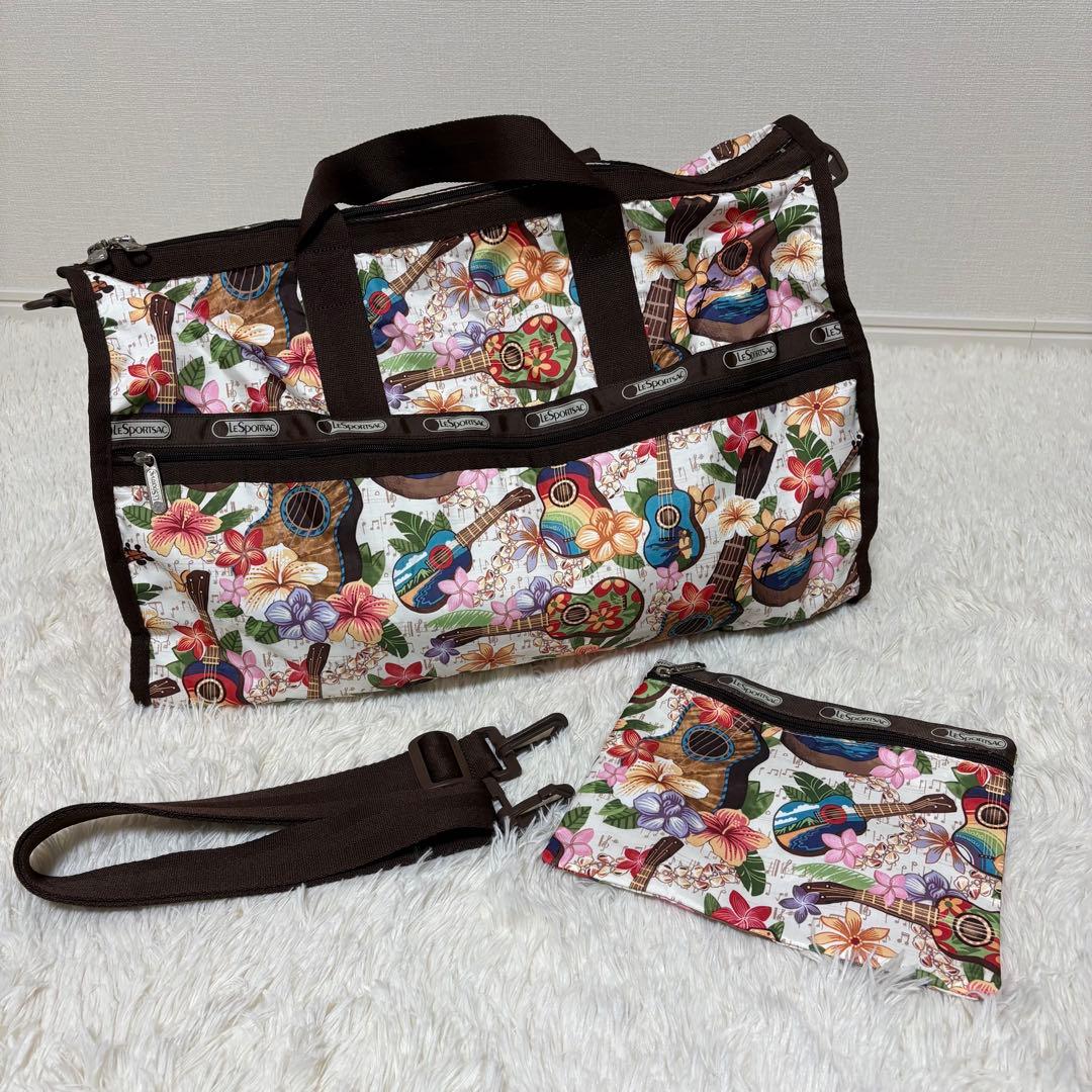 ハワイ限定 レスポートサック ボストンバッグ ウクレレ柄