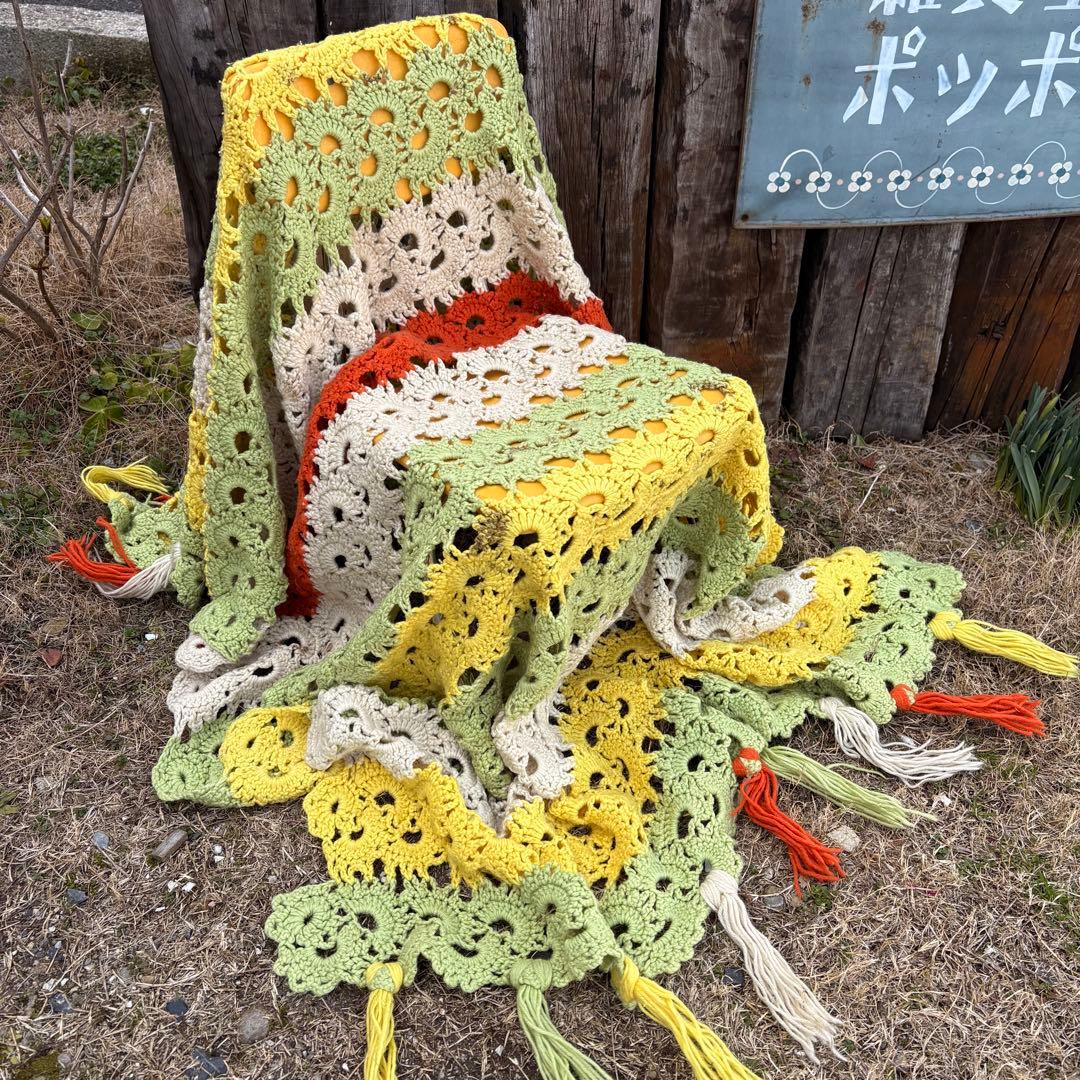 【USA vintage】グラニーブランケット 膝掛け ラグ アメリカ