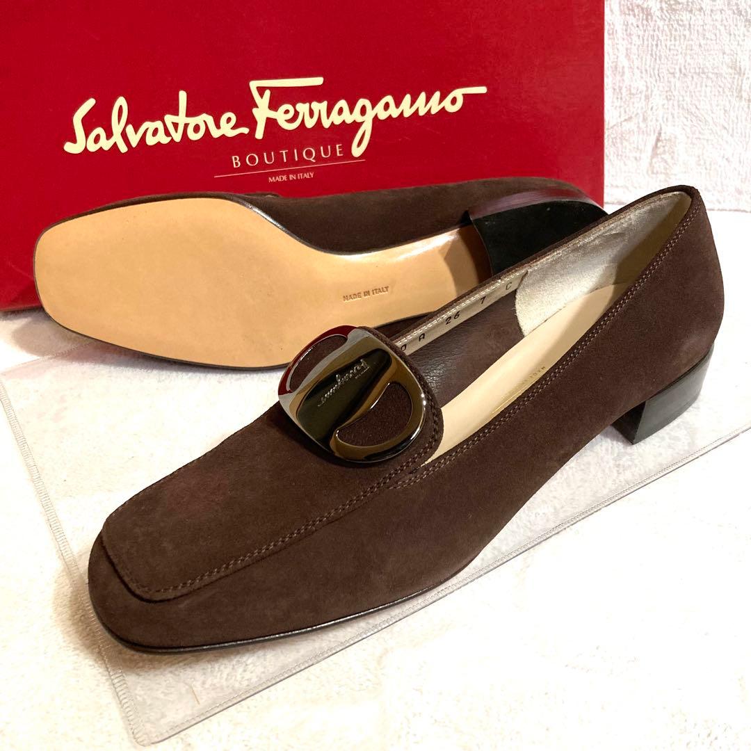 ✨極美品✨　フェラガモ ブラウン　スエード　パンプス　24
