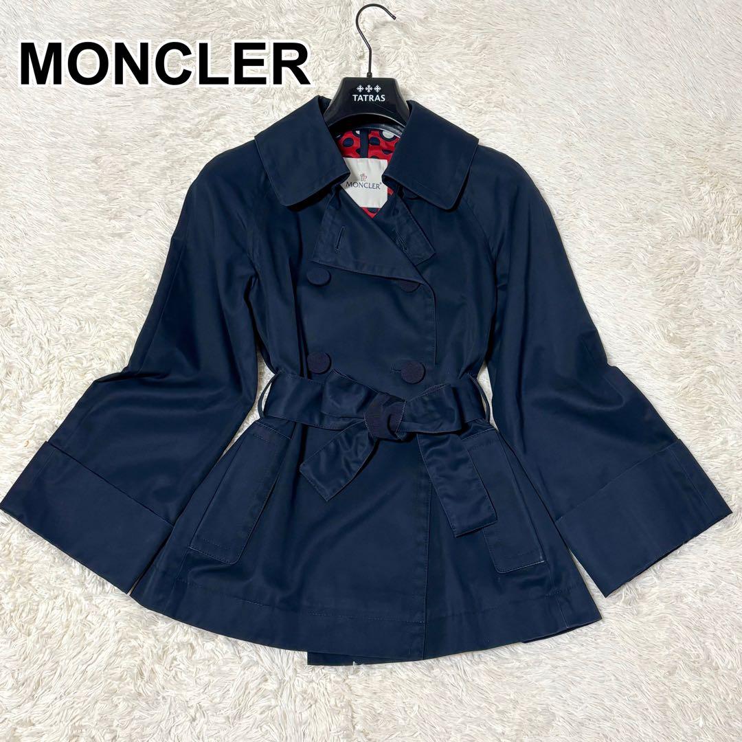 MONCLER モンクレール ショートトレンチコート ベルト 水玉 ネイビー