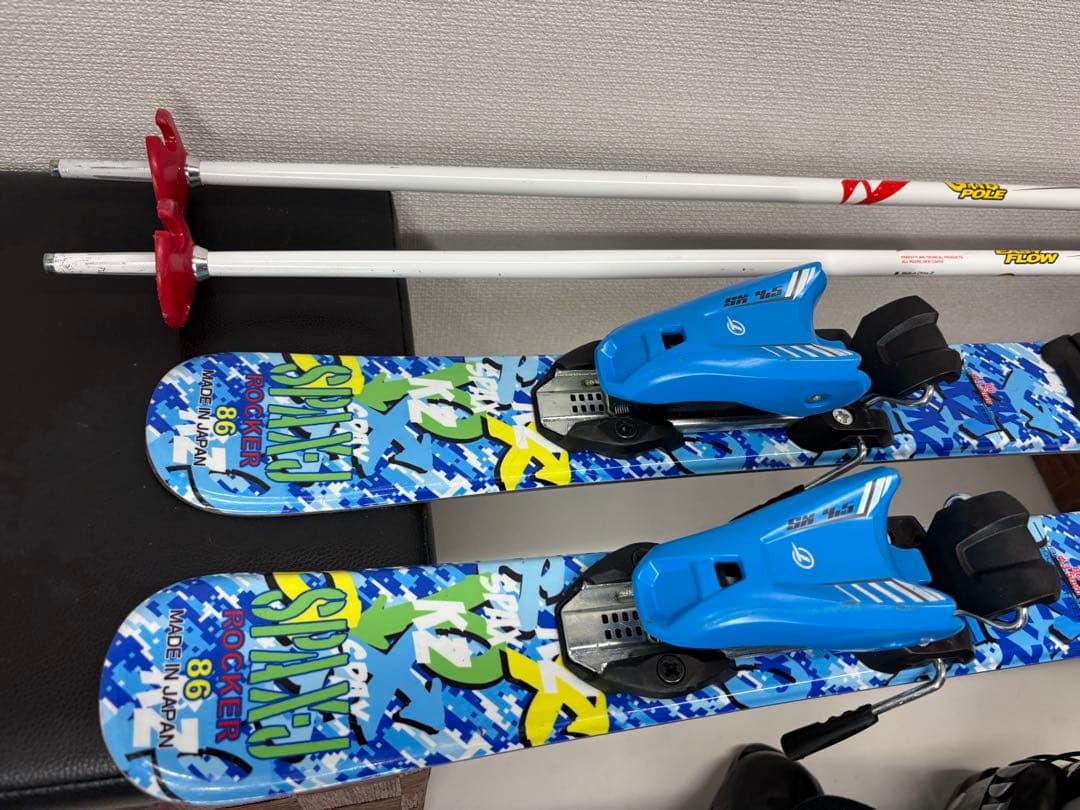 KAZAMA スキー板 86cm キッズ ビンディング ストック ブーツ セット