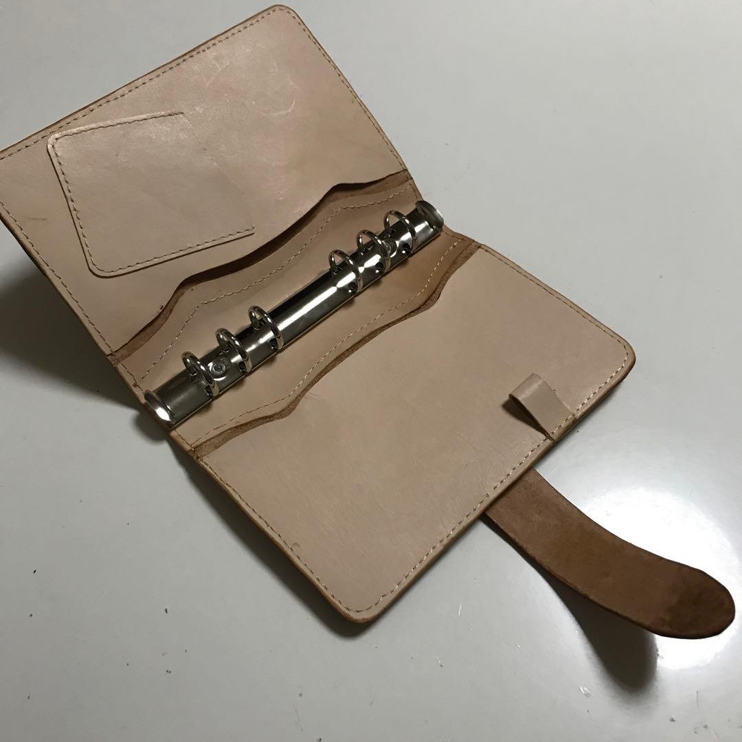 牛ヌメ革カービング　バイブルサイズシステム手帳