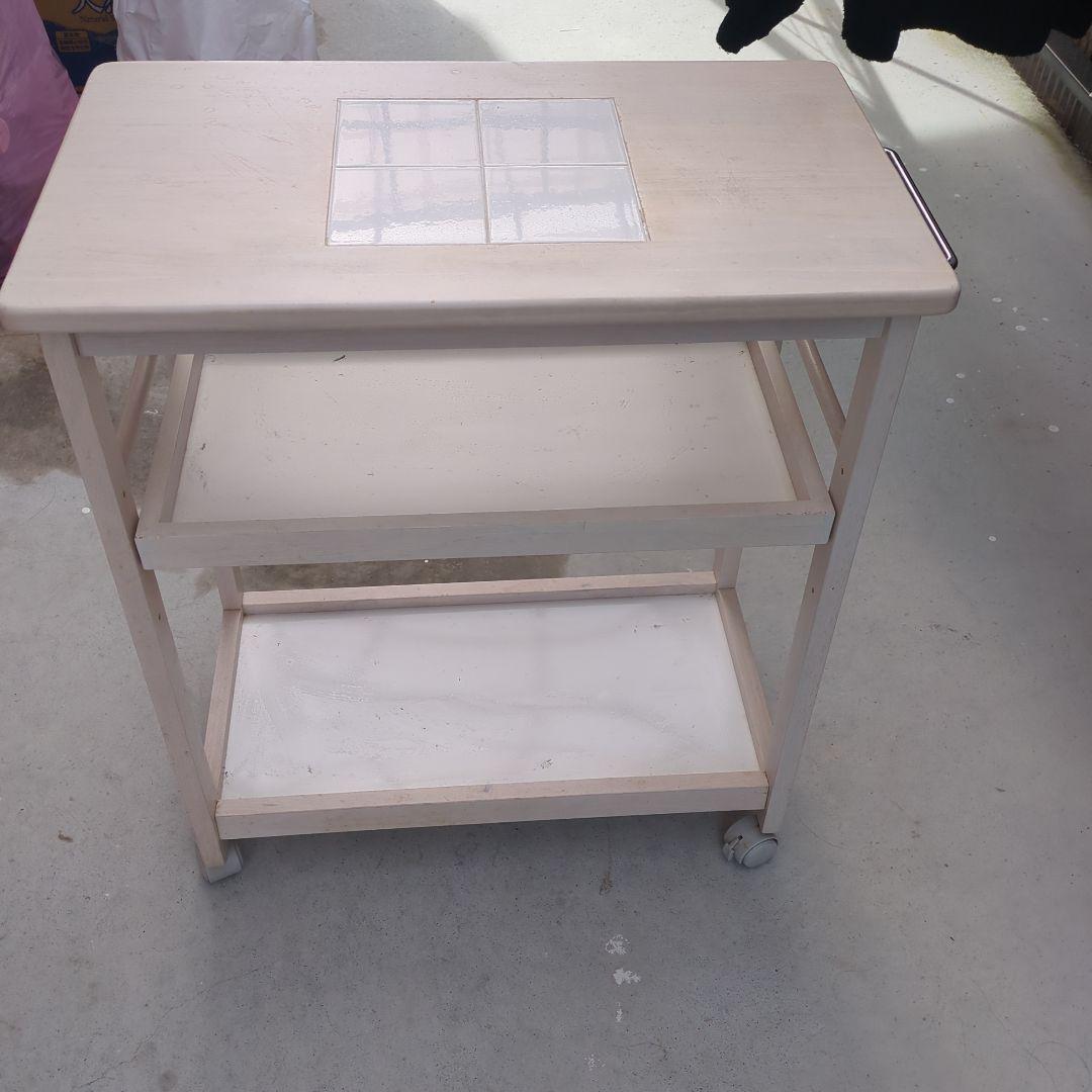 木製キッチンワゴン 2段 キャスター付き