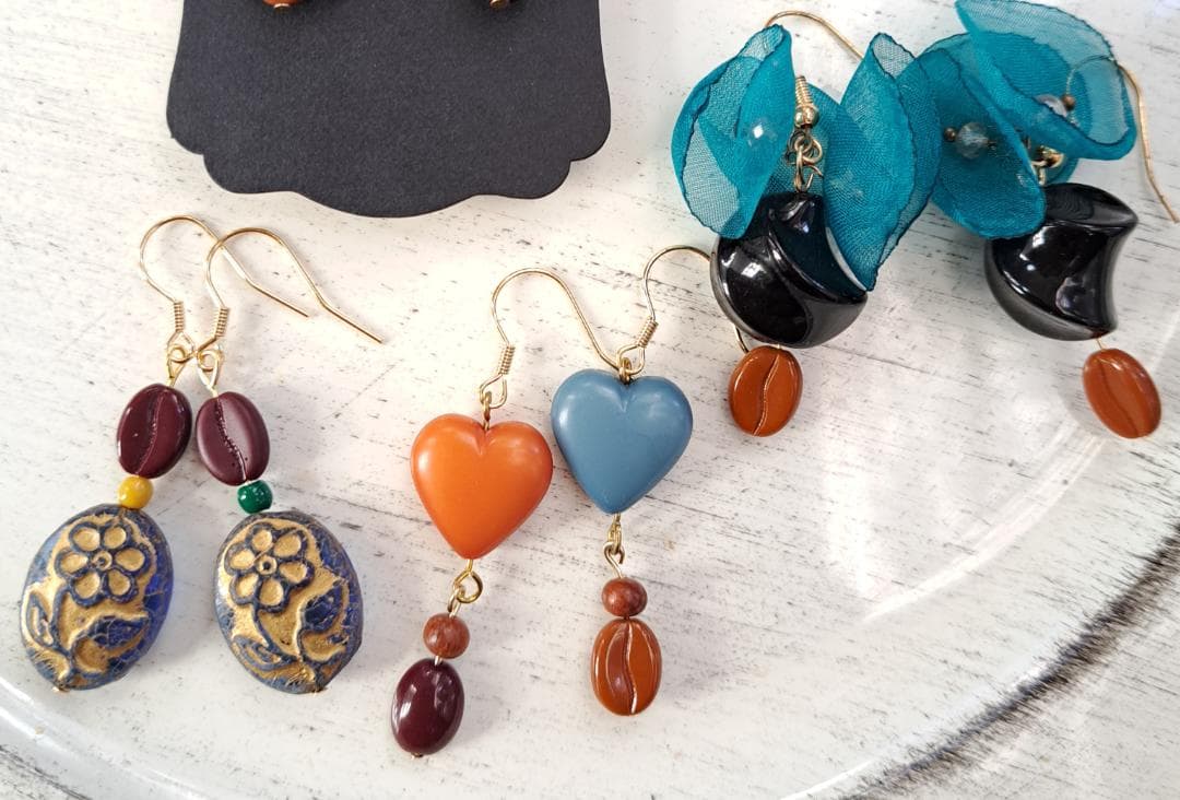 コーヒー豆ピアス　3点セット