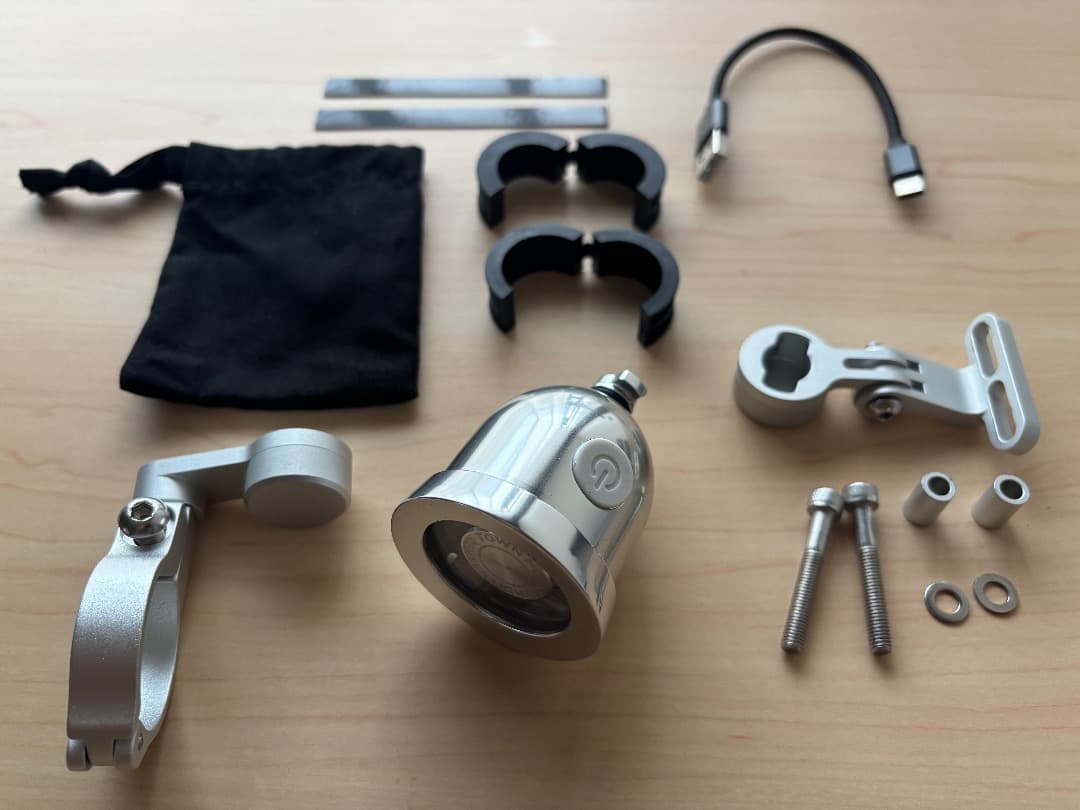 【ほぼ未使用】LED自転車ライト＋ステムマウント◆タウンマウス【匿名配送】