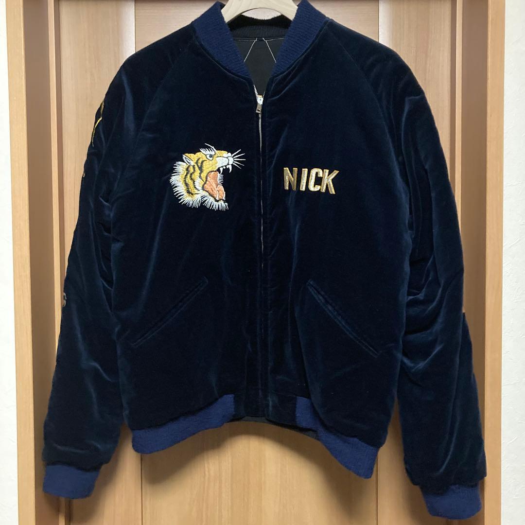 (極美品)テーラー東洋”硫黄島 星条旗 龍 虎” 別珍スカジャン 港商 日本製