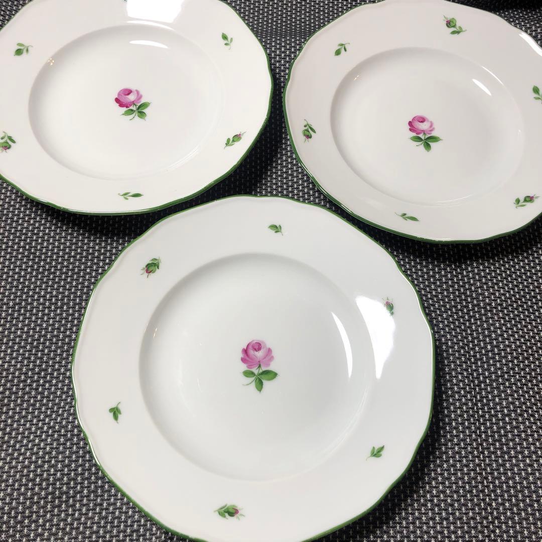 アウガルテン・ウィンナーローズ　24cm スーププレート　３枚セット