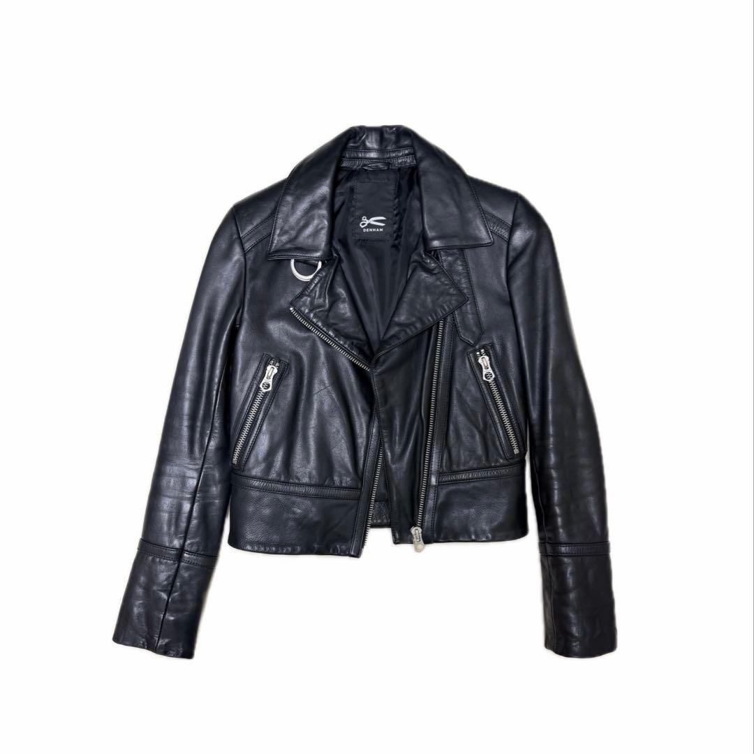 DENHAM ブラック ライダースジャケット