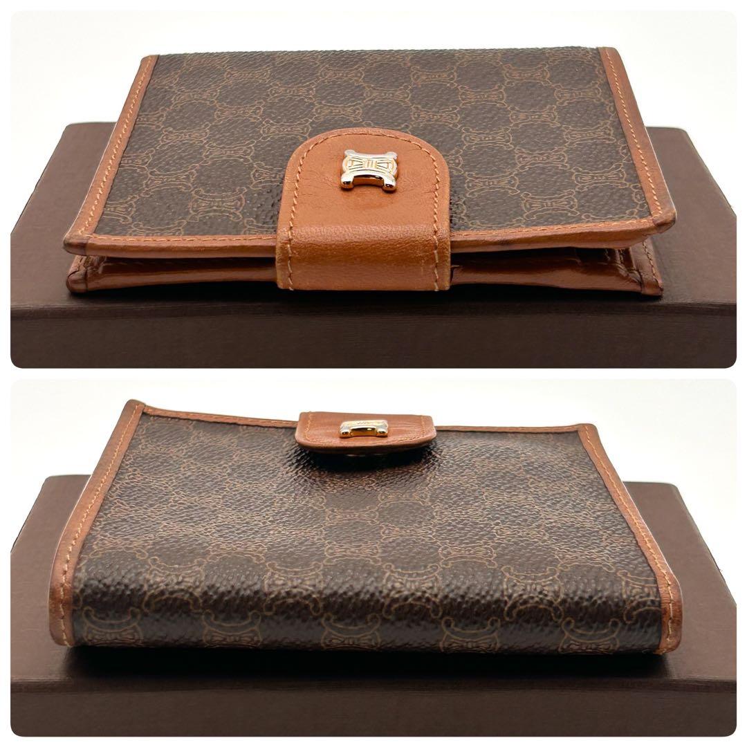 美品✨ CELINE セリーヌ 二つ折り財布 マカダム柄 ブラウン レザー