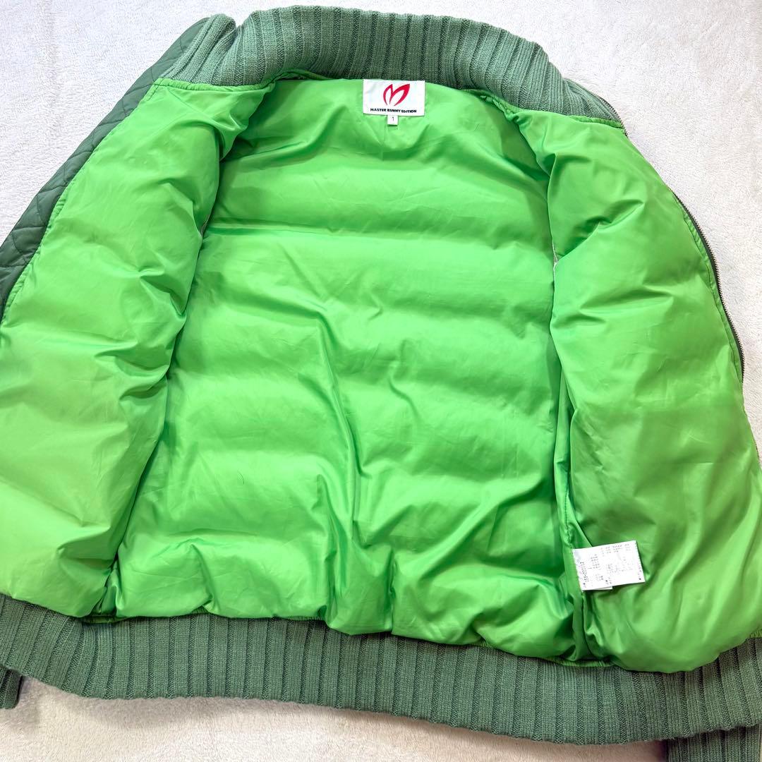 美品‼️ MASTER BUNNY ダウンジャケット 切替ケーブルニットMグリーン