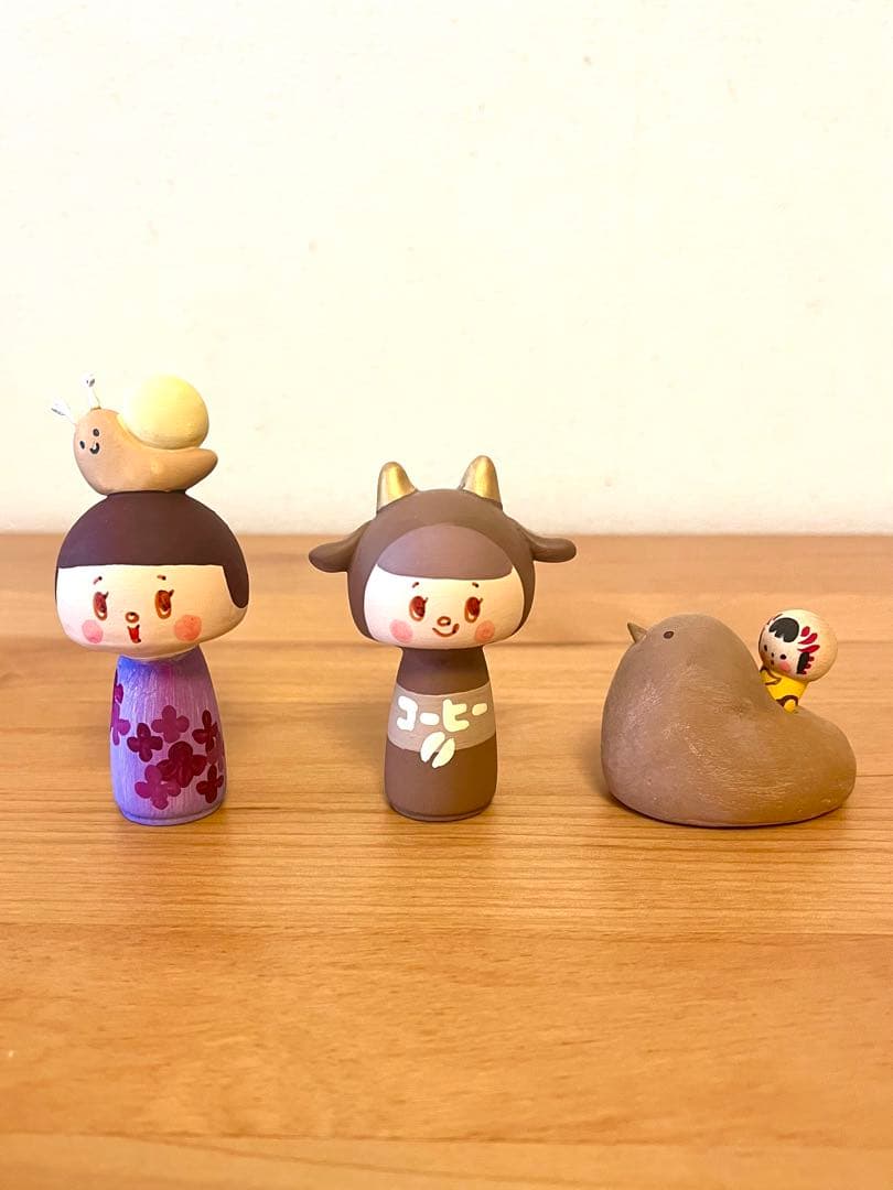 miulabo こけし　紫陽花かたつむり　コーヒー牛乳　　博多銘菓ひよことこけし