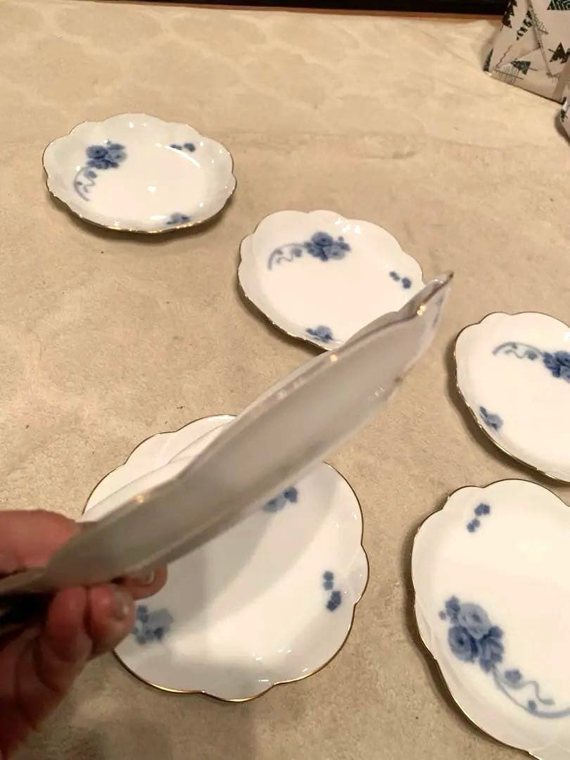 美品　大倉陶園　ブルーフラワー　ケーキ皿　パン皿　6枚