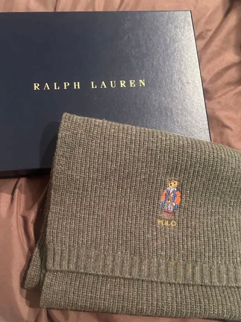 POLO Ralph Lauren オリーブグリーン マフラー POLOベア