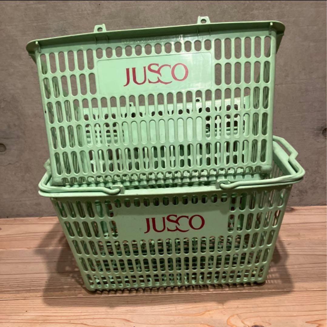 昭和レトロ　ジャスコ　イオン　2個　買い物かご　レトロポップ　収納　かご　店舗