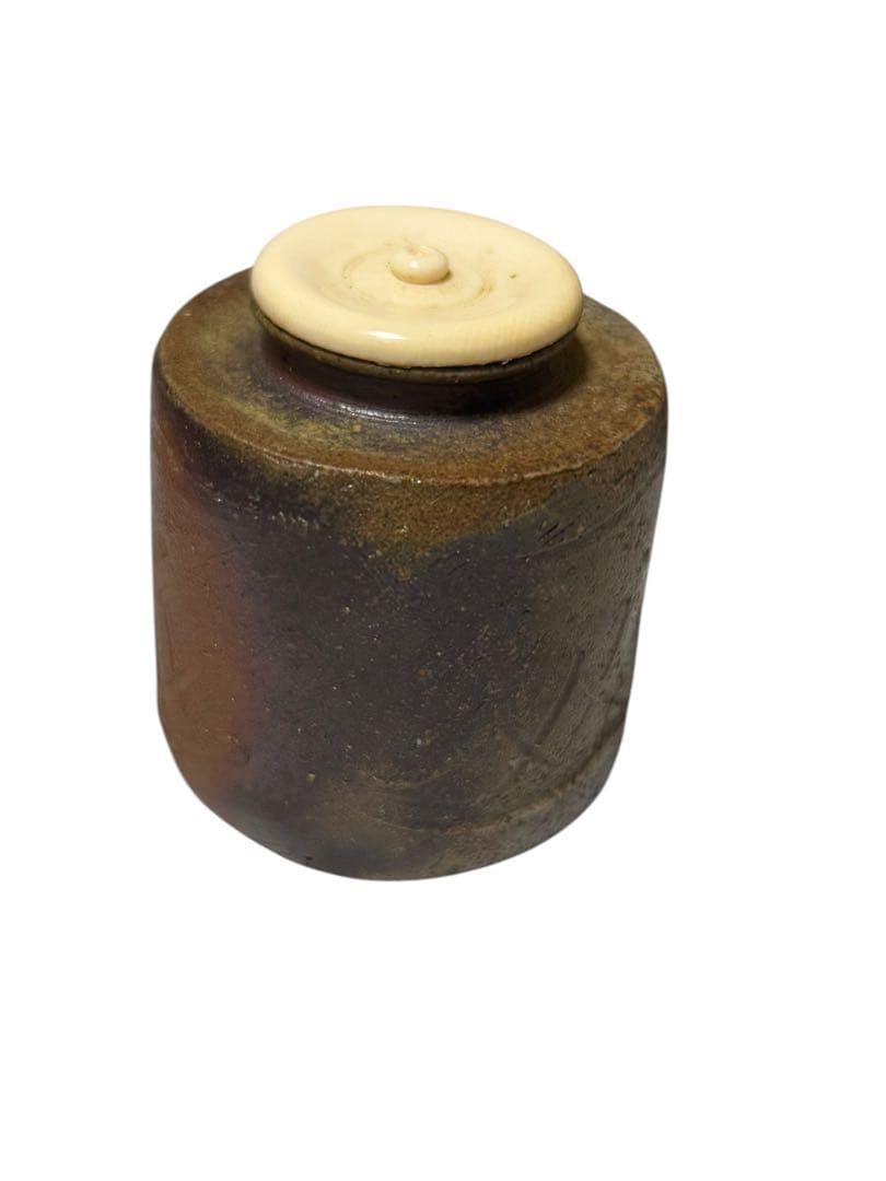 「備前 肩衝 茶入」　正絹の茶入仕覆　桐箱入り