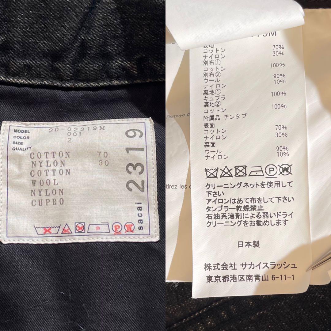 【希少】サカイ デニムドッキング OXFORDコート 再構築 ブラック サイズ2