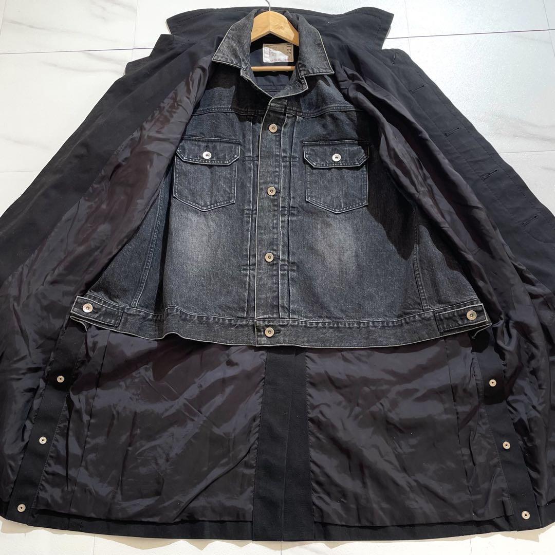 【希少】サカイ デニムドッキング OXFORDコート 再構築 ブラック サイズ2