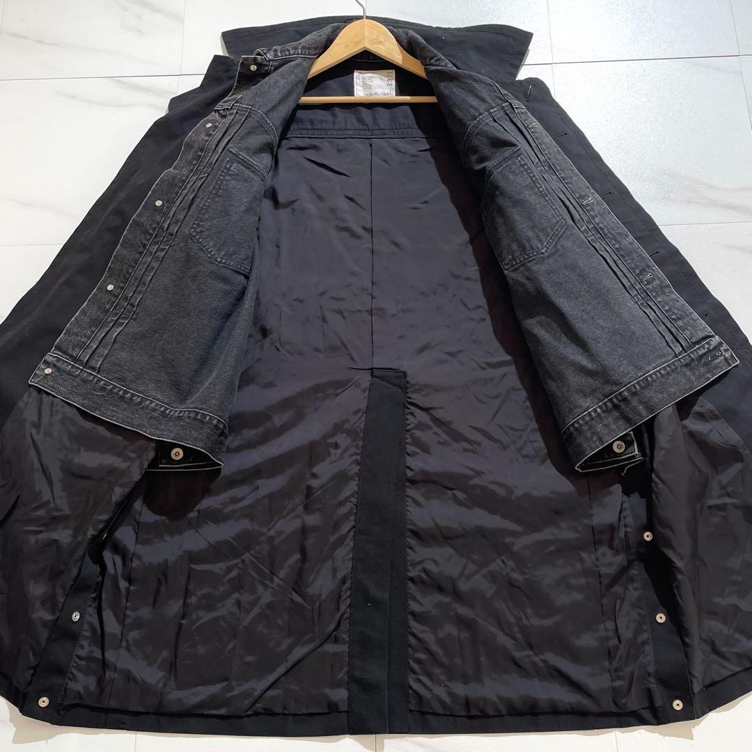 【希少】サカイ デニムドッキング OXFORDコート 再構築 ブラック サイズ2