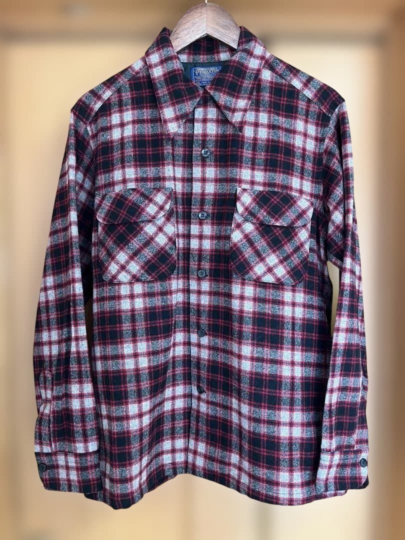 60s ペンドルトン ビンテージ レアカラー ウールシャツ　レッド　ブラック