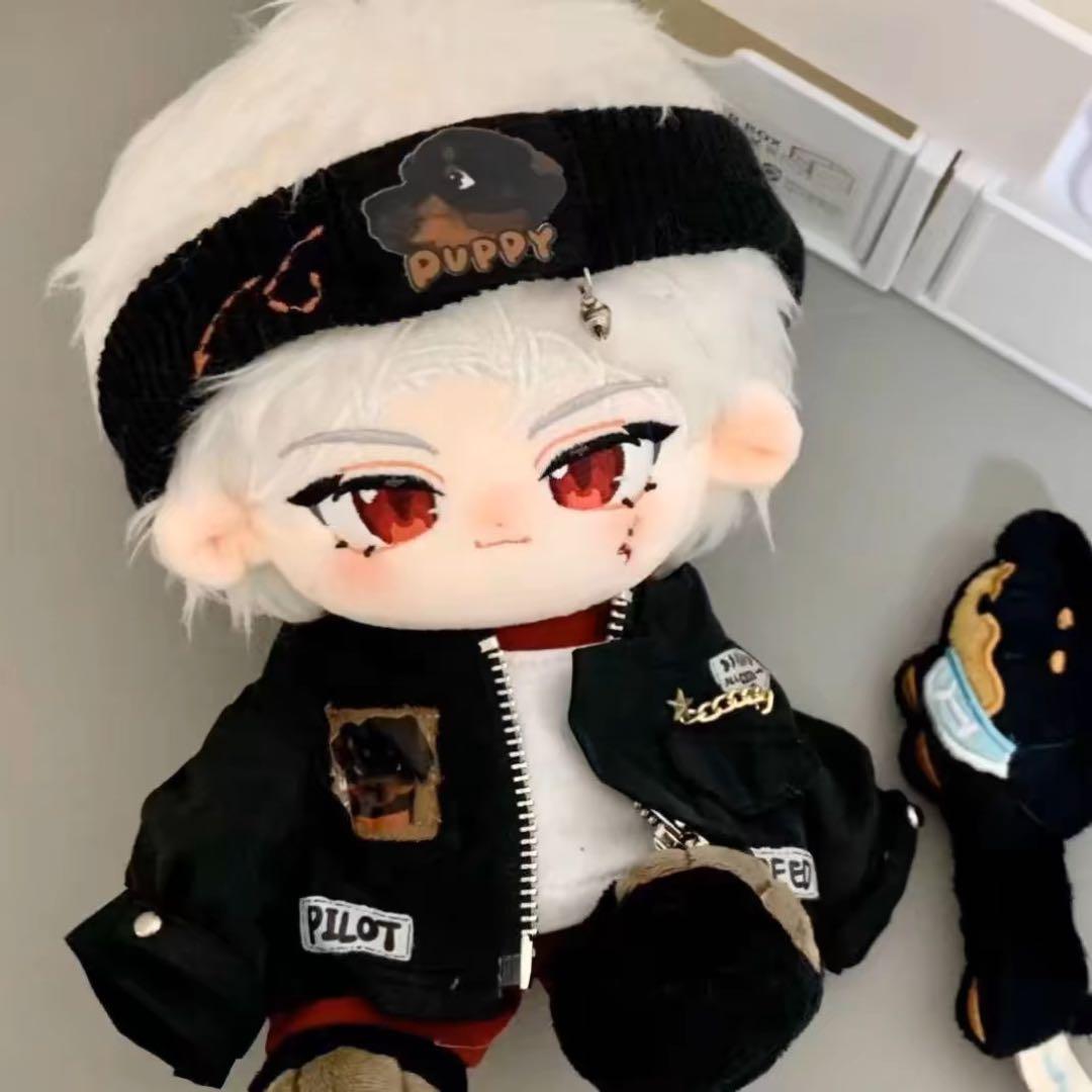 20CM 骨ありハンドメイド ぬいぐるみ 白髪 赤目 本体のみ　シン　恋と深空