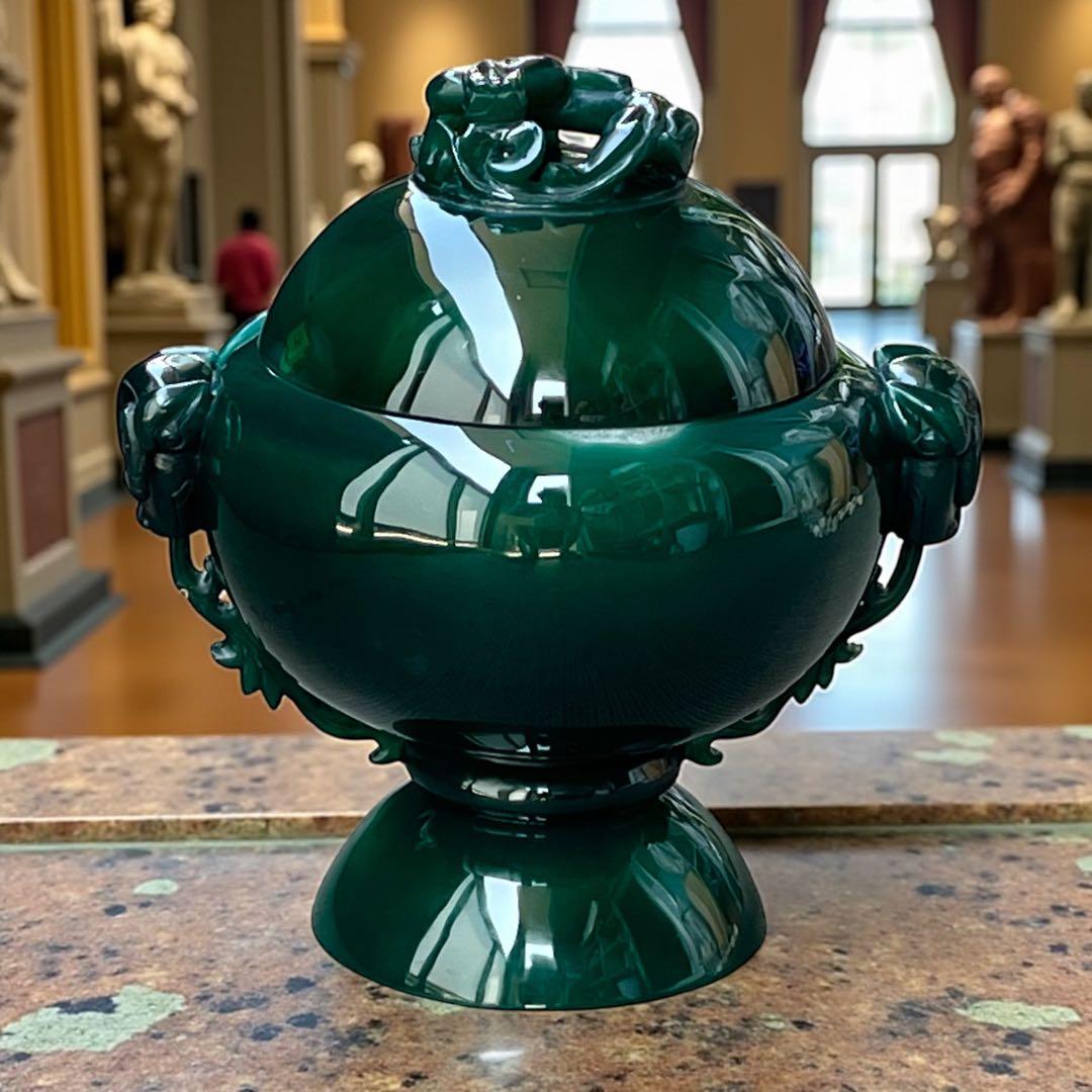 緑瑪瑙　メノウ瓶 天然瑪瑙　厄除け置物　中国伝統工芸 大型