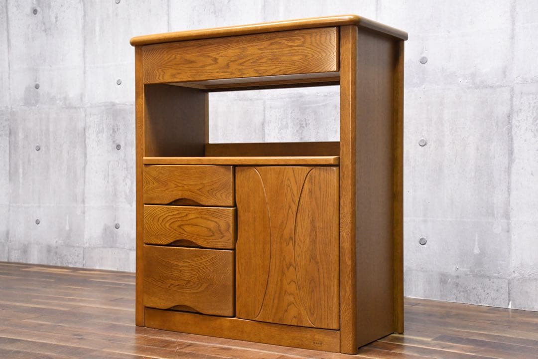 EDK82 浜本工芸 ナラ無垢材 ファックス台 2口コンセント付き 電話台