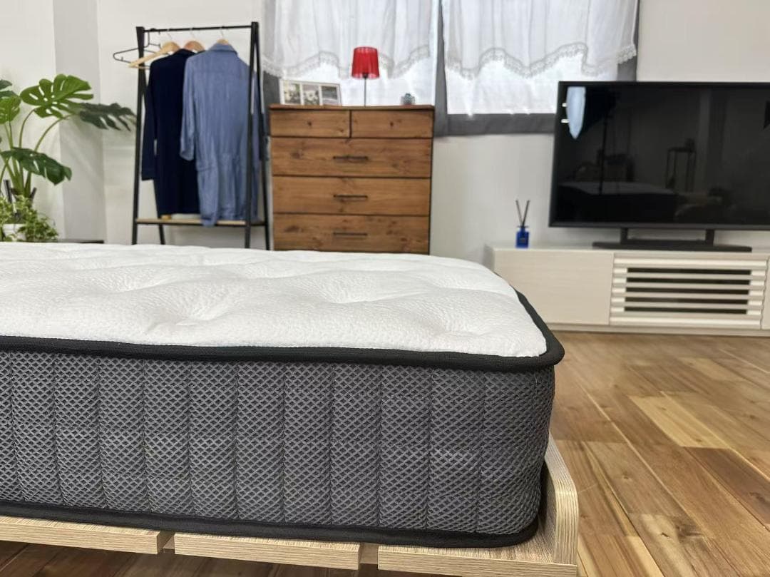 マットレスシングル ポケットコイル 硬め 通気 23cm 竹炭ウレタン 腰痛対策