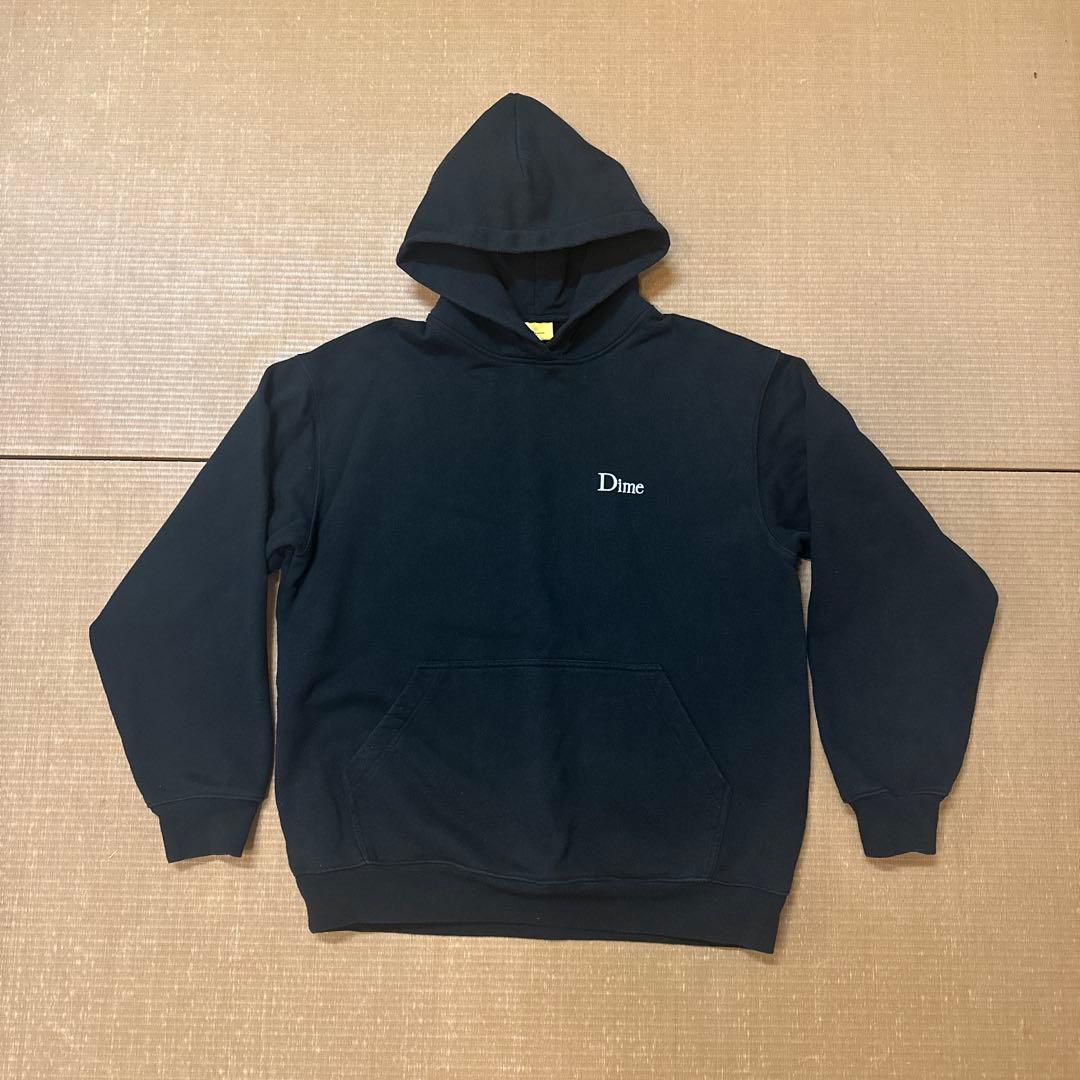 Dime ブラック　パーカー M 裏起毛　刺繍ロゴ