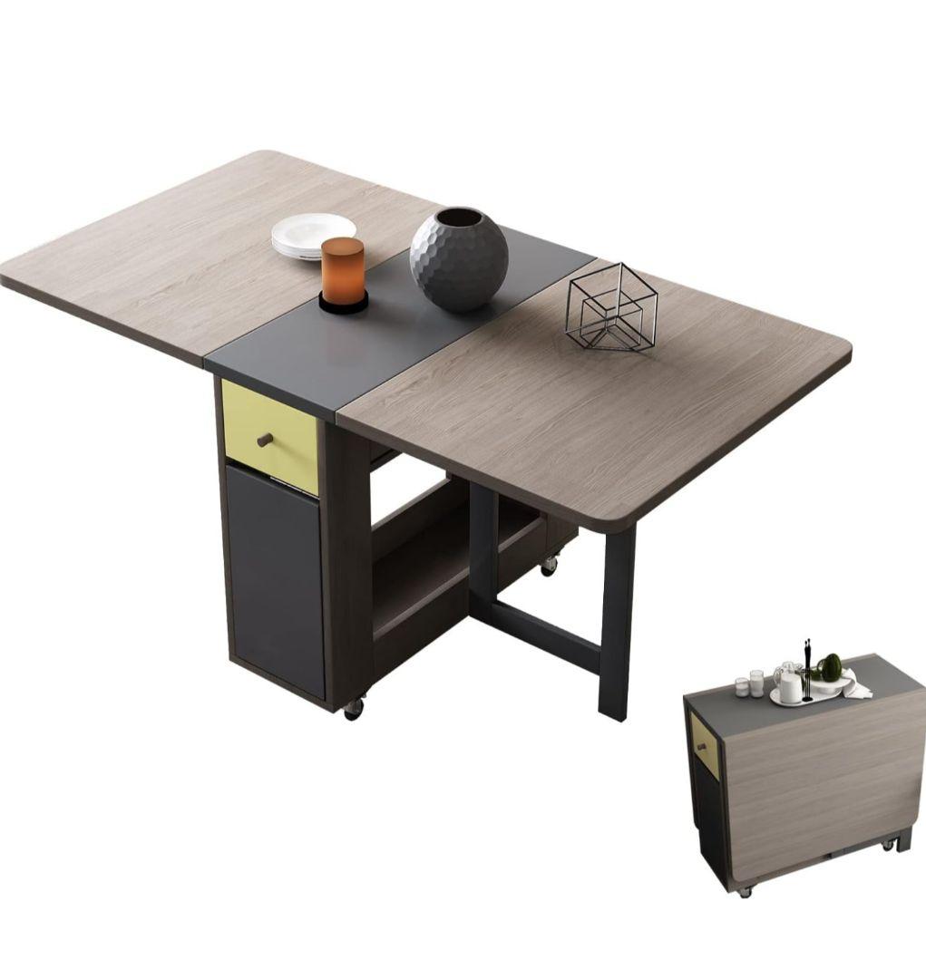 折りたたみダイニングテーブル グレー