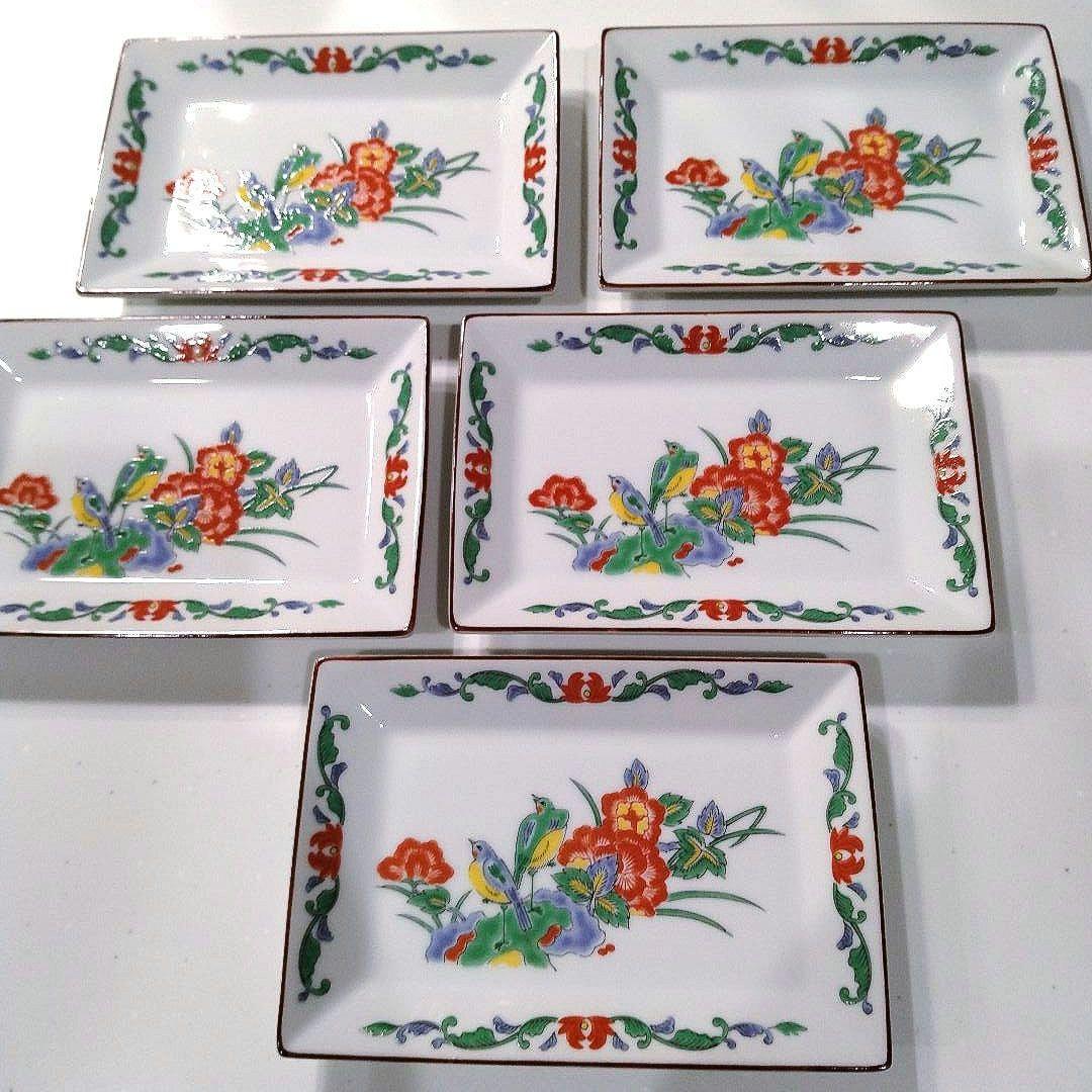 希少 有田焼 古伊万里 第一陶器 第壱陶器 花鳥図 色絵 角皿 長角皿 お正月