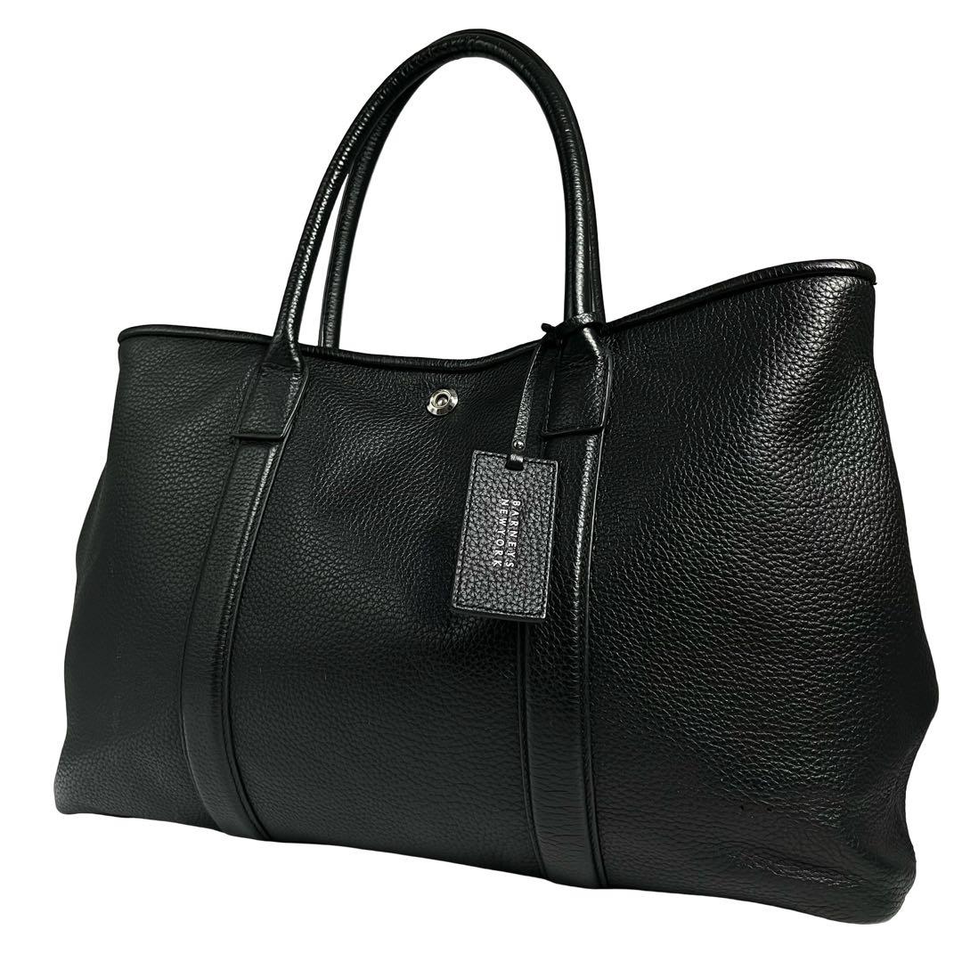 美品　バーニーズニューヨーク トートバッグ A4 シボ革 レザー 黒 790